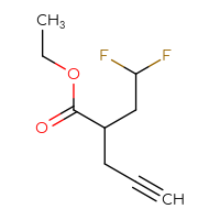 Chemical structure of ethyl 2-(2,2-difluoroethyl)pent-4-ynoate - CSSB09891654920
