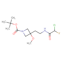 Chemical structure of tert-butyl 3-[2-(2-chloro-2-fluoroacetamido)ethyl]-3-methoxyazetidine-1-carboxylate - CSSB09888738896