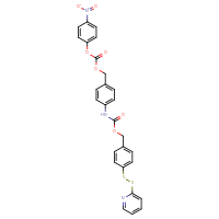 Chemical structure of 4-nitrophenyl {4-[({[4-(pyridin-2-yldisulfanyl)phenyl]methoxy}carbonyl)amino]phenyl}methyl carbonate - CSSB21383135109