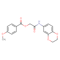 Chemical structure of [(2,3-dihydro-1,4-benzodioxin-6-yl)carbamoyl]methyl 4-methoxybenzoate - CSSB00026098727