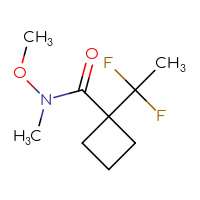 Chemical structure of 1-(1,1-difluoroethyl)-N-methoxy-N-methylcyclobutane-1-carboxamide - CSSB02129581528