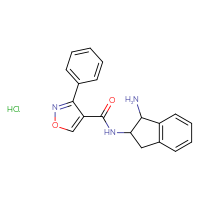 Chemical structure of N-(1-amino-2,3-dihydro-1H-inden-2-yl)-3-phenyl-1,2-oxazole-4-carboxamide hydrochloride - CSSB20620703716