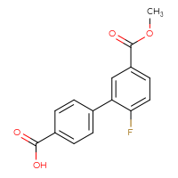 Chemical structure of 2'-fluoro-5'-(methoxycarbonyl)-[1,1'-biphenyl]-4-carboxylic acid - CSSB00150701120