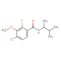Chemical structure of 4-chloro-2-fluoro-3-methoxy-N-(3-methylbutan-2-yl)benzamide - CSSB06505697659
