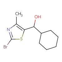 Chemical structure of (2-bromo-4-methyl-1,3-thiazol-5-yl)(cyclohexyl)methanol - CSSB21246424044