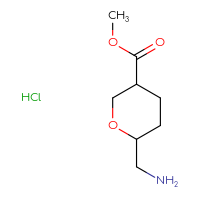 Chemical structure of methyl 6-(aminomethyl)oxane-3-carboxylate hydrochloride - CSSB20963519697