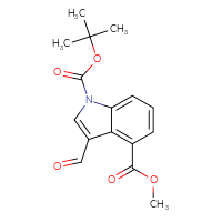 Chemical structure of 1-tert-butyl 4-methyl 3-formyl-1H-indole-1,4-dicarboxylate - CSSB00010978492