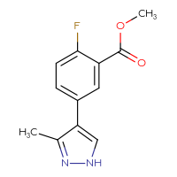Chemical structure of methyl 2-fluoro-5-(3-methyl-1H-pyrazol-4-yl)benzoate - CSSB03229478217