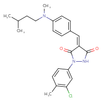 Chemical structure of (4Z)-1-(3-chloro-4-methylphenyl)-4-({4-[methyl(3-methylbutyl)amino]phenyl}methylidene)pyrazolidine-3,5-dione - CSSB02267485110