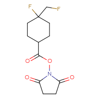 Chemical structure of 2,5-dioxopyrrolidin-1-yl 4-fluoro-4-(fluoromethyl)cyclohexane-1-carboxylate - CSSB07120838313