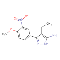 Chemical structure of 4-ethyl-3-(4-methoxy-3-nitrophenyl)-1H-pyrazol-5-amine - CSSB00020652280