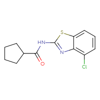 Chemical structure of N-(4-chloro-1,3-benzothiazol-2-yl)cyclopentanecarboxamide - CSSB00104032039