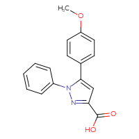 Chemical structure of 5-(4-methoxyphenyl)-1-phenyl-1H-pyrazole-3-carboxylic acid - CSSB00000741159