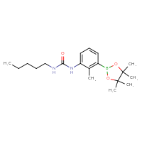 Chemical structure of 1-[2-methyl-3-(4,4,5,5-tetramethyl-1,3,2-dioxaborolan-2-yl)phenyl]-3-pentylurea - CSSB03587629115