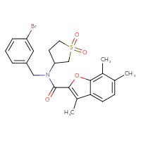 Chemical structure of N-[(3-bromophenyl)methyl]-N-(1,1-dioxo-1λ⁶-thiolan-3-yl)-3,6,7-trimethyl-1-benzofuran-2-carboxamide - CSSB00026755272