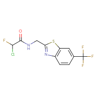 Chemical structure of 2-chloro-2-fluoro-N-{[6-(trifluoromethyl)-1,3-benzothiazol-2-yl]methyl}acetamide - CSSB21332169307