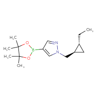Chemical structure of 1-{[(1R,2R)-2-ethylcyclopropyl]methyl}-4-(4,4,5,5-tetramethyl-1,3,2-dioxaborolan-2-yl)-1H-pyrazole - CSSB14886254646
