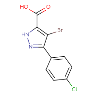 Chemical structure of 4-bromo-3-(4-chlorophenyl)-1H-pyrazole-5-carboxylic acid - CSSB00010207232