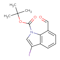 Chemical structure of tert-butyl 7-formyl-3-iodo-1H-indole-1-carboxylate - CSSB21332129452