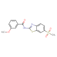 Chemical structure of N-(6-methanesulfonyl-1,3-benzothiazol-2-yl)-3-methoxybenzamide - CSSB00028324607