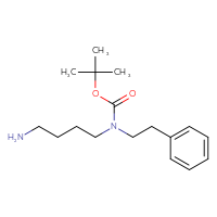 Chemical structure of tert-butyl N-(4-aminobutyl)-N-(2-phenylethyl)carbamate - CSSB02130259744
