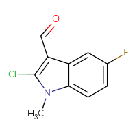 Chemical structure of 2-chloro-5-fluoro-1-methyl-1H-indole-3-carbaldehyde - CSSB00010098694