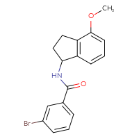 Chemical structure of 3-bromo-N-(4-methoxy-2,3-dihydro-1H-inden-1-yl)benzamide - CSSB02074081821