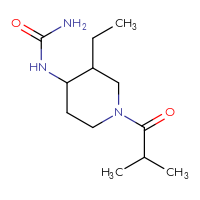 Chemical structure of [3-ethyl-1-(2-methylpropanoyl)piperidin-4-yl]urea - CSSB00076317477