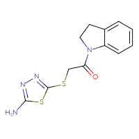 Chemical structure of 2-[(5-amino-1,3,4-thiadiazol-2-yl)sulfanyl]-1-(2,3-dihydro-1H-indol-1-yl)ethan-1-one - CSSB00026011694