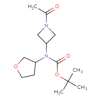 Chemical structure of tert-butyl N-(1-acetylazetidin-3-yl)-N-(oxolan-3-yl)carbamate - CSSB15183315747