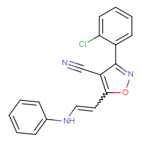Chemical structure of 3-(2-chlorophenyl)-5-[2-(phenylamino)ethenyl]-1,2-oxazole-4-carbonitrile - CSSB02125603023