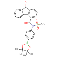 Chemical structure of N-methanesulfonyl-9-oxo-N-[4-(4,4,5,5-tetramethyl-1,3,2-dioxaborolan-2-yl)phenyl]-9H-fluorene-4-carboxamide - CSSB21531608203
