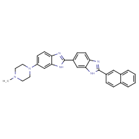 Chemical structure of 6-(4-methylpiperazin-1-yl)-2-[2-(naphthalen-2-yl)-1H-1,3-benzodiazol-6-yl]-1H-1,3-benzodiazole - CSSB00102527298