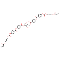 Chemical structure of 4-({[(3R,3aR,6S,6aR)-6-{4-[4-({[4-(prop-2-enoyloxy)butoxy]carbonyl}oxy)benzoyloxy]benzoyloxy}-hexahydrofuro[3,2-b]furan-3-yl]oxy}carbonyl)phenyl 4-({[4-(prop-2-enoyloxy)butoxy]carbonyl}oxy)benzoate - CSSB09320847884