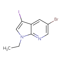 Chemical structure of 5-bromo-1-ethyl-3-iodo-1H-pyrrolo[2,3-b]pyridine - CSSB00135100512