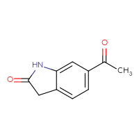 Chemical structure of 6-acetyl-2,3-dihydro-1H-indol-2-one - CSSB00009852718