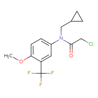 Chemical structure of 2-chloro-N-(cyclopropylmethyl)-N-[4-methoxy-3-(trifluoromethyl)phenyl]acetamide - CSSB00020650125
