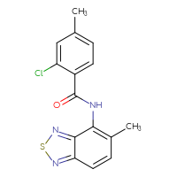 Chemical structure of 2-chloro-4-methyl-N-(5-methyl-2,1,3-benzothiadiazol-4-yl)benzamide - CSSB00121602838