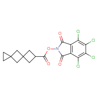 Chemical structure of 4,5,6,7-tetrachloro-1,3-dioxo-2,3-dihydro-1H-isoindol-2-yl dispiro[2.1.3⁵.1³]nonane-7-carboxylate - CSSB20271340537