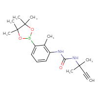 Chemical structure of 1-[2-methyl-3-(4,4,5,5-tetramethyl-1,3,2-dioxaborolan-2-yl)phenyl]-3-(2-methylbut-3-yn-2-yl)urea - CSSB03587646571