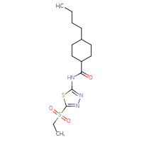 Chemical structure of 4-butyl-N-[5-(ethanesulfonyl)-1,3,4-thiadiazol-2-yl]cyclohexane-1-carboxamide - CSSB00027512712