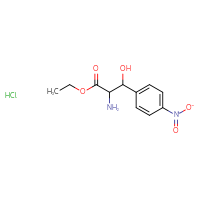 Chemical structure of ethyl 2-amino-3-hydroxy-3-(4-nitrophenyl)propanoate hydrochloride - CSSB02495332743