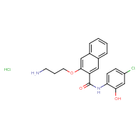 Chemical structure of 3-(3-aminopropoxy)-N-(4-chloro-2-hydroxyphenyl)naphthalene-2-carboxamide hydrochloride - CSSB03437847055