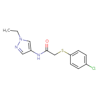 Chemical structure of 2-[(4-chlorophenyl)sulfanyl]-N-(1-ethyl-1H-pyrazol-4-yl)acetamide - CSSB02019865902