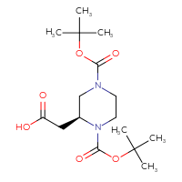 Chemical structure of 2-[(2S)-1,4-bis[(tert-butoxy)carbonyl]piperazin-2-yl]acetic acid - CSSB06359898531