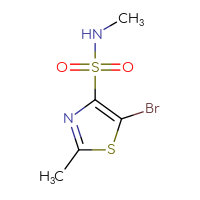Chemical structure of 5-bromo-N,2-dimethyl-1,3-thiazole-4-sulfonamide - CSSB20748372905
