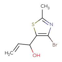 Chemical structure of 1-(4-bromo-2-methyl-1,3-thiazol-5-yl)prop-2-en-1-ol - CSSB20636542589