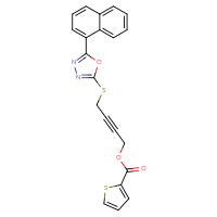 Chemical structure of 4-{[5-(naphthalen-1-yl)-1,3,4-oxadiazol-2-yl]sulfanyl}but-2-yn-1-yl thiophene-2-carboxylate - CSSB00121613562