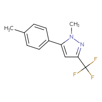 Chemical structure of 1-methyl-5-(4-methylphenyl)-3-(trifluoromethyl)-1H-pyrazole - CSSB00103411489