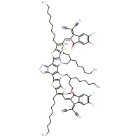 Chemical structure of 2-[(2Z)-2-{[3,27-bis(2-butyloctyl)-23-{[(2Z)-5,6-dichloro-1-(dicyanomethylidene)-3-oxo-2,3-dihydro-1H-inden-2-ylidene]methyl}-8,22-dinonyl-6,10,15,20,24-pentathia-3,14,16,27-tetraazaoctacyclo[16.9.0.0²,¹².0⁴,¹¹.0⁵,⁹.0¹³,¹⁷.0¹⁹,²⁶.0²¹,²⁵]heptacosa-1(18),2(12),4(11),5(9),7,13,16,19(26),21(25),22-decaen-7-yl]methylidene}-5,6-dichloro-3-oxo-2,3-dihydro-1H-inden-1-ylidene]propanedinitrile - CSSB20465137887